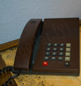 brown land line phone